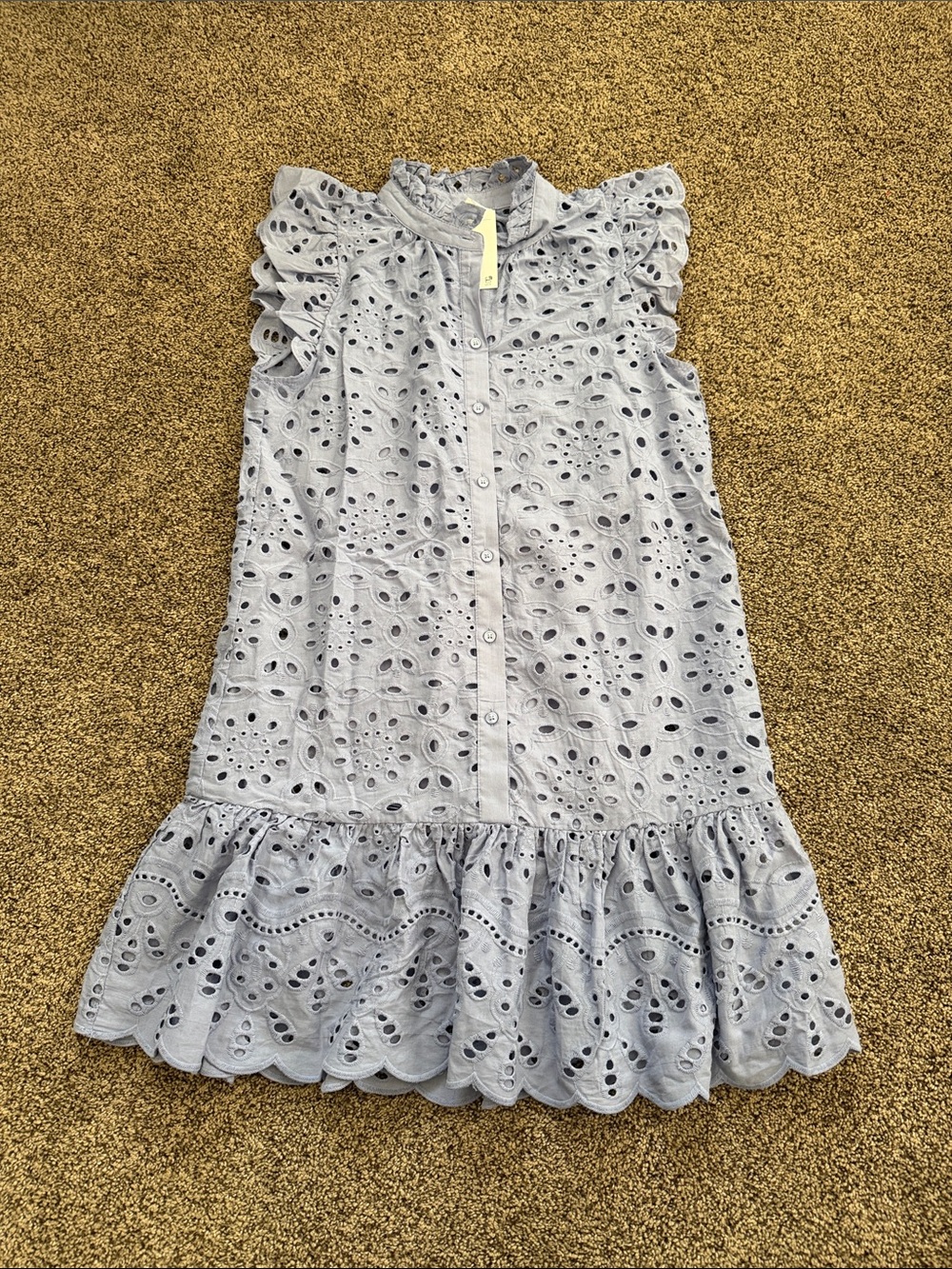H&M Pale Blue Eyelet Ruffle Dress